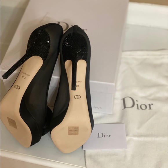 NWB Dior Black Mesh and Satin Chiffon Flower Peep Toe Platform Pumps Size 40.5 - Picture 4 of 9